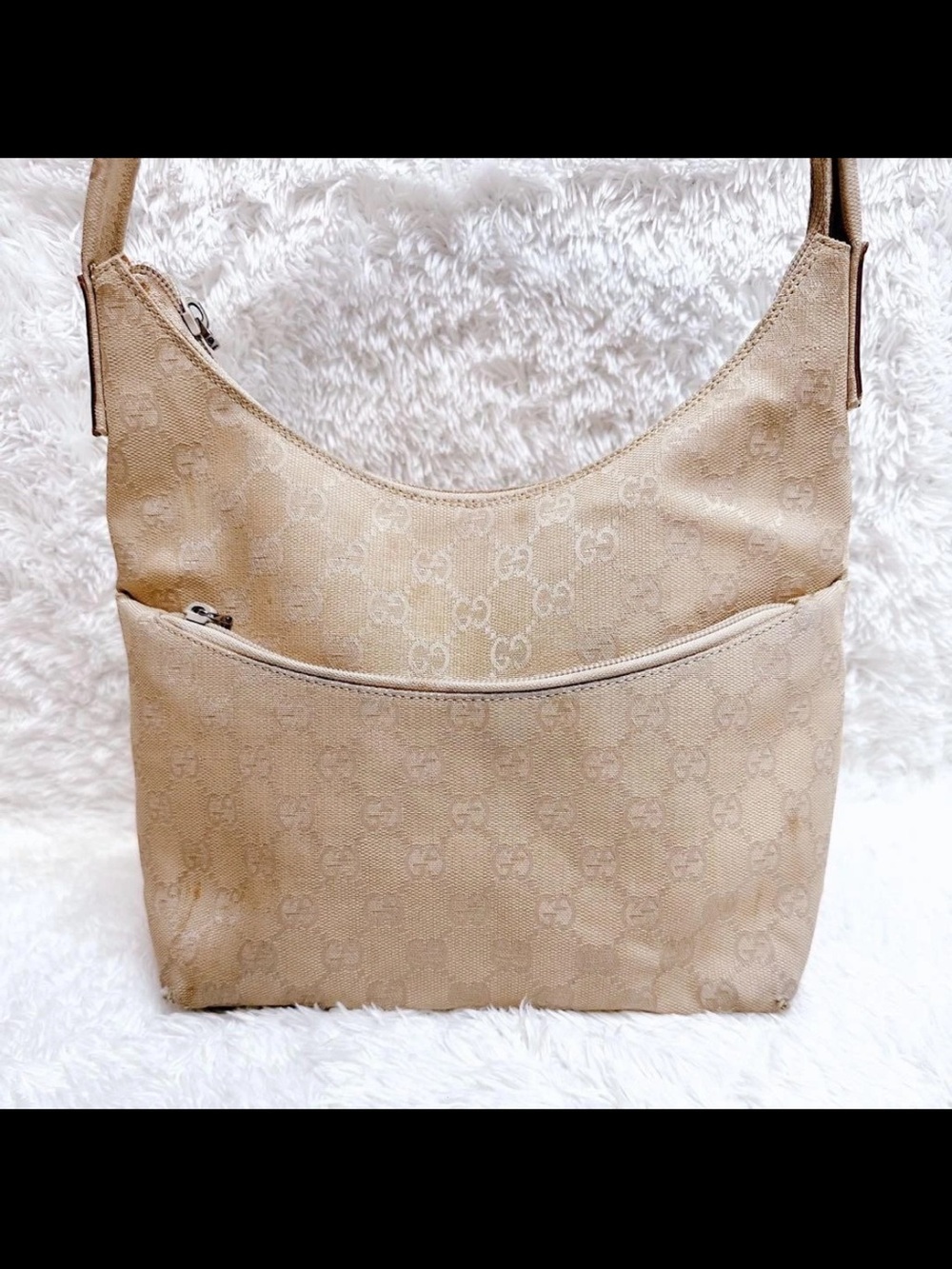 Gucci Tan Monogram Crescent Shoulder Bag